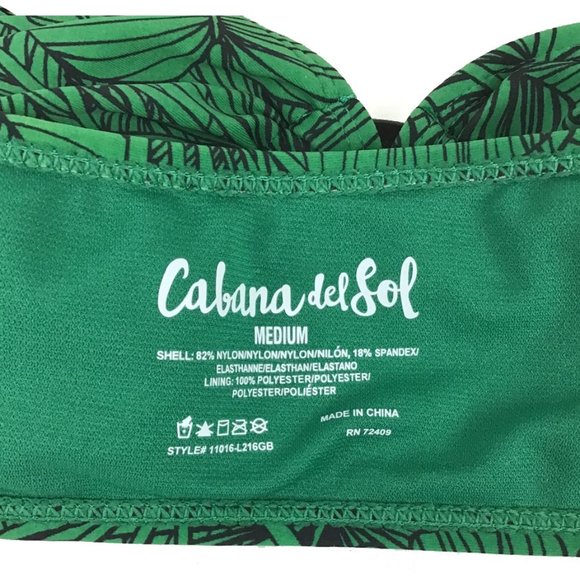 Cabana Del Sol GreenLeaf Print Green 2 Pc Halter Swim NWOT - Picture 9 of 10